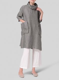 Comfort meets a sultry style creating an endless looks. (Plus size available) Sultry Style, Vivid Linen, Linen Kimono, Plus Size Looks, White Look, Simple Wardrobe, Cowl Neck Tunic, Older Women Fashion, Oversized Tunic