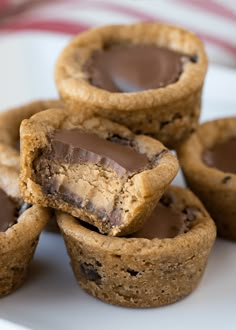 chocolate chip cookie cups stacked on top of each other