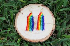 Medium length rainbow fringe earrings Queer Jewelry, Rainbow Fringe, Round Rock, Rainbow Earrings, Pride Gifts, Jewelry Statement, Fringe Earrings, Long Earrings, Medium Length