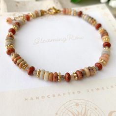 Crazy Lace Agate and Red Jasper Bracelet, Red mix beaded bracelet, Red Nature Stone Beads bracelet, Unique Bracelet Gift for her 🤍 Handmade with Love ✨ Unique Design 🎁 Gift Ready 💟 M A I N ∙ M A T E R I A L ➙ Crazy Lace Agate  ➙ Red Jasper  ➙ Stainless Steel Chain 💟 S I Z I N G ➙ Clasp with extender ➙ One size fits MOST 💟 P A C K A G I N G  ➙ All items are nicely packaged ready to gift in elegant jewelry boxes. 💟 S H I P P I N G ➙ United States: 3-7 business days to arrive（Priority Mail: 2 Red Jasper Bracelet, Red Nature, Jasper Bracelet, Unique Bracelets, Stone Pattern, Crazy Lace Agate, Red Jasper, Beads Bracelet, Jewelry Boxes