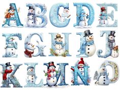 the letters are made up of snowmen