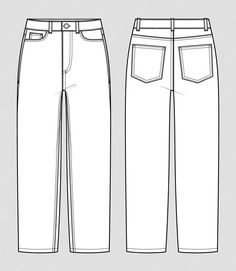 the front and back view of a pair of pants with pockets on each side, in white