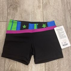 Reversible Spandex Shorts. The Other Side Is All Black. Playful Black Stretch Bottoms, Athleisure Stretch Bottoms For Playwear, Sporty Multicolor Shorts For Playwear, Black Lululemon Shorts, Lululemon Speed Up Shorts, Light Blue Shorts, Black Yoga, Lululemon Shorts, Spandex Shorts