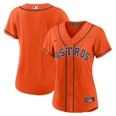 As the ultimate Houston Astros fan, you deserve the same look that your favorite players sport out on the field. This Replica Team jersey from Nike brings the team's official design to your wardrobe for a consistently spirited look on game day. The polyester material and slick Houston Astros graphics are just what any fan needs to look and feel their best. Astros Jersey Outfit Women, Houston Astros Outfit Woman, Ladies Astros Shirts, Houston Astros Shirts Vinyl, Astros Jacket, Houston Rockets Jersey, Houston Astros Jersey, Jersey Outfit, Team Jersey