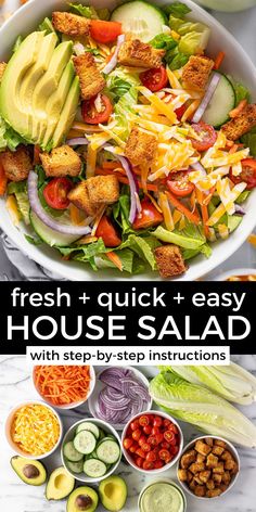 fresh and quick house salad with step by step instructions