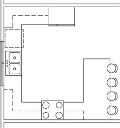 a drawing of a kitchen with the floor plan