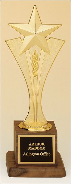 an award trophy with a star on it