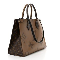 This is an authentic LOUIS VUITTON Reverse Monogram Giant Onthego MM. This limited edition tote features oversized and smaller versions of the classic Louis Vuitton monogram printed in brown on coated canvas. The bag features rolled top handles and long shoulder straps that can be tucked away inside the bag, accented with polished gold tone hardware. The top is open to a spacious red fabric interior with zipper and patch pockets. Onthego Mm, Louis Vuitton Monogram Bag, Louis Vuitton Totes, Louis Vuitton Damier Azur, Damier Azur, Louis Vuitton Shoulder Bag, Monogram Bag, Monogram Prints, Weekender Tote