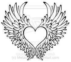 an angel heart with wings tattoo design