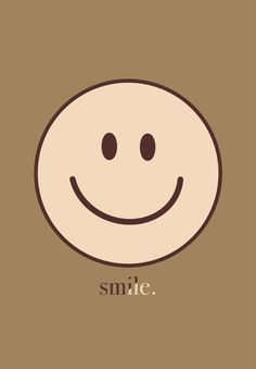 a smiley face with the word smile on it's side, in brown and white