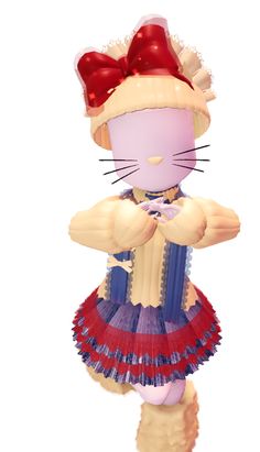 a cat that is wearing a dress and hat