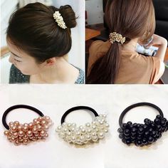 Elegance Hair, Hair Accessories Pearl, Beaded Headband, Ponytail Holder, Hair Beads, Elastic Hair Bands, Diy Hair Accessories, Pearl Hair, Hair Bands