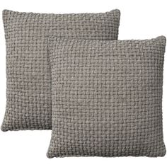 two gray pillows on a white background