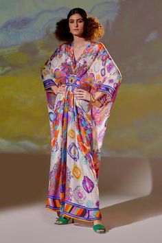 Shop for Rajdeep Ranawat Multi Color Imama Silk Printed Kaftan for Women Online at Aza Fashions Elegant Maxi Kaftan With Printed Motifs, Elegant Printed Multicolor Kaftan, Silk Kaftan With Embellished Kimono Sleeves, Elegant Multicolor Printed Kaftan, Embellished Silk Kaftan With Kimono Sleeves, Bohemian Style Multicolor Designer Dress, Elegant Embellished Multicolor Kaftan, Elegant Kaftan With Printed Motifs And Kimono Sleeves, Elegant Multicolor Kaftan With Kimono Sleeves