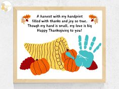 a thanksgiving card with an image of a hand and corn on the cob