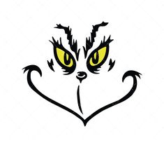 an angry cat's face with yellow eyes and sharp fangs on the front of its head