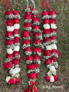 Fresh flower garlands (haars) Varmala Designs Red Roses, Red Varmala, Red Rose Varmala, White Rose Garland, White And Red Rose Varmala, Red Rose Garland, Red Rose Mala For Wedding, Fresh Rose Garland For Indian Wedding