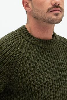 "Pure merino wool knitted mens sweater is inspired by classic Scandinavian style. Warm and comfortable woolen sweater delivers simplicity, style and ability to wear this sweater whenever you are spending time in nature or going to the theater, restaurant with your family or friends. Composition: 100% merino wool This year we are inviting customers to buy Christmas presents from small family businesses & stand together during this crazy time. Handmade Christmas presents will be especially war Merino Wool Crew Neck Polo Sweater For Winter, Merino Wool Crew Neck Polo Sweater, Classic Wool Sweater With Knit Fabrication, Classic Green Knitted Sweater, Classic Green Wool Sweater, Green Textured Wool Sweater, Classic Green Textured Knit Sweater, Green Wool Textured Knit Sweater, Green Wool Sweater With Textured Knit