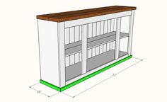 the plans for a bookcase with two doors and shelves on each side are shown