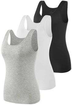 PRICES MAY VARY. ✅ MATERIAL — This women tank tops is made of 95% modal and 5% spandex. super soft modal fabric,Been cut for a snug fit. Camisoles tanks offers supreme comfort, stretchy and breathability. ✅ FEATURE — Tank tops for women with Round neck,Wide Strap tanks,Women's Novelty Tanks & Camis lightweight provides comfortable feeling against skin. ✅ OCCASION — Perfect women tank tops for casual ,home，yoga, exercise, any type of workout or everyday use. ✅ FIT - The simple and chic tank tops Tank Tops Black, Chic Tank Tops, Mix & Match, Layering Tank Tops, Womens Camisoles, Tank Top Straps, Tops Black, Womens Basic, Accessories Clothing