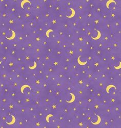 a purple background with yellow stars and crescents