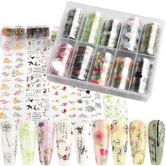 PRICES MAY VARY. 【Package Content】- 10 rolls nail art transfer foil stickers set with a storage box. 1.57inchs*39.4inchs (4*100cm). Bigger size and more attractive design. 【10 Beautiful Patterns】- These foil nail wraps are designed with flower bamboo ink painting patterns, beautiful and exquisite, allow you to design your nails freely, so it will make your nails more dazzling and charming. 【Easy To Apply】- Apply the transfer adhesive on the bottom and wait for 10 minutes or use LED\UV nail lamp Nail Foils, Foil Nail Art, Nail Foil, Uv Nail Lamp, Transfer Foil, Floral Nail, Floral Nail Art, Uv Nails, Flower Nail