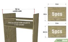 the measurements for a wooden book shelf