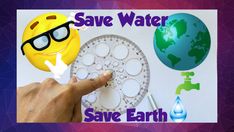 a hand is pointing at a smiley face on a paper with the words save water