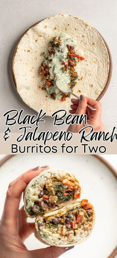 burritos with black bean and mayonnaise ranch, burritos for two