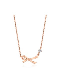 Formal Rose Gold Jewelry With Bow, Formal Rose Gold Bow Jewelry, Formal Gold Necklaces With Ribbon, Elegant Gold Necklace With Ribbon, Feminine Ribbon Necklace As Gift, Formal Gold Necklace With Ribbon, Feminine Ribbon Necklace For Gift, Formal Gold Ribbon Necklace, Elegant Bow Pendant Necklace