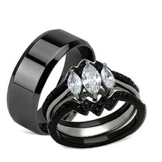 two black rings with white diamonds on them