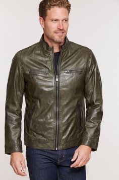 Stanley Lambskin Leather Moto Jacket | Overland Classic Leather Jacket With Zipper For Outdoor, Classic Leather Jacket With Zipper Closure For Outdoor, Spring Leather Biker Jacket For Outdoor, Leather Biker Jacket For Spring Outdoor, Classic Outdoor Biker Jacket With Zipper Closure, Classic Biker Jacket With Zipper Closure For Outdoor, Classic Biker Jacket With Zipper Closure, Leather Outerwear With Zipper Pocket For Fall, Classic Leather Jacket With Zipper For Spring