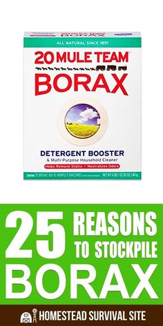 two boxes of borax are shown with the text 25 reasons to stockpile borax