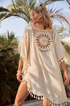 Stile Boho Chic, Beach Blouse, Summer Bathing Suits, Beige Boho, Beach Cover Ups, Beach Wear Dresses, Beach Swimsuit, Women's Cover Up, Swimsuit Cover Ups