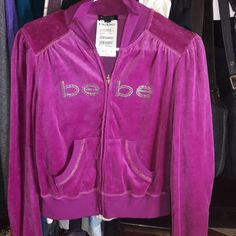 Bebe Track Suit Jacket L Nwt Purple/Pink Velour Gold And Silver Rhinestones Logo Gold Zipper Charm Very Y2k Vintage Measurements Approx.: 19.5" Pit To Pit, 20" Shoulder To Hem Please View All Pics Please Read My Info Before Purchase Juicy Couture Track Suit Vintage, Bebe Jacket Y2k, Y2k Pink Outerwear For Fall, Bebe Clothes 2000s, Mcbling Jacket, 2000s Brands, Grey Zip Hoodie, Bali Shopping, 00s Mode