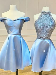 Blue lace satin short cocktail dress, blue homecoming dress Blue Homecoming Dress, Strapless Homecoming Dresses, Satin Homecoming Dress, Marine Uniform, Blue Homecoming Dresses, Satin Short, Quince Ideas, Short Cocktail Dress, Short Prom Dress