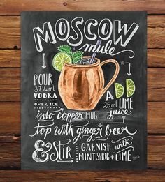 a chalkboard drawing of a moscow mule