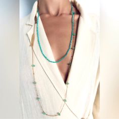 This Set Of A Beautiful Turquoise Crystal Chain And A Golden Chain With 2 Adorable Fish Charms Is A Must This Season. Selling On The Net For The Lowest Price, Selling Elsewhere On Poshmark For $45. Get It Today & Slay Questions? Leave A Comment Below! Fish Color, Zara Necklace, Long Necklace Set, Boho Drop Earrings, Heart Shaped Valentines, Flower Choker Necklace, Silver Turquoise Earrings, Horse Earrings, Zara Jewelry