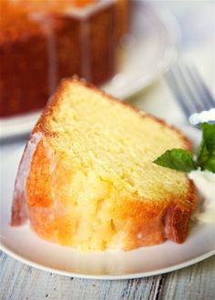 a piece of lemon sour pound cake on a plate