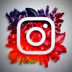 the instagram logo is surrounded by colorful leaves