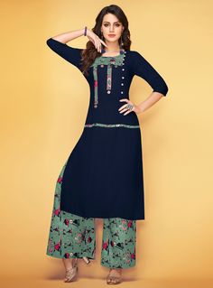 Simple Plazo Kurti Design, Plazo Designs Palazzo Pants, Palazzo Suits Indian, Palazzo Design, Plazo Set, Printed Kurti Designs, Pink Kurti, Suits Indian, Kurtis Design