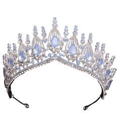 PRICES MAY VARY. Material: This cute tiaras crown made of plated alloy,blue opal rhinestone.(this crown designed with hairclips) Light Blue princess headpiece is comfortable and durable. One size fits most people. Sparkling headpiece, ideal for Weddings, Bridal, Birthdays, Proms, Evening, Homecoming, Quinceanera, Costume Party, Cosplay, Christmas, Theater, Bridal Showers, Baby Showers, Maternity Photo Shoots, Halloween, Banquet, Masquerade, Celebration, Ceremony, Anniversary, Holiday, Sweet 16, Halloween Banquet, Quinceanera Crowns, Princess Headpiece, Prom Headband, Baby Blue Weddings, Crown Ideas, Blue Quince, Crown For Women