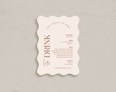 the drink menu is displayed on a gray background with red lettering and a scalloped border