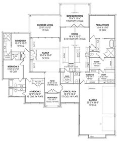 Plan 84117 | Ranch Style with 4 Bed, 5 Bath, 3 Car Garage Country Ranch, Ranch Style House, Ranch Style House Plans, Basement Ceiling, Garage Apartment, 2 Story Houses, 3 Car Garage, Ranch Style Homes, Floor Ceiling