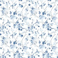 Glinda Navy Floral Trail Wallpaper from the Flora & Fauna Collection by Brewster Home Fashions Blue Floral Wallpaper, Blue Flower Wallpaper, Traditional Cottage, Navy Wallpaper, W Wallpaper, Flora Fauna, Paper Wallpaper, White Backdrop, Prepasted Wallpaper