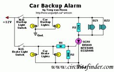 the car backup alarm circuit diagram with two lights and one light on top of it