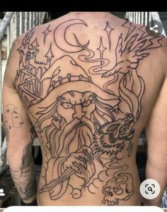 the back of a man with tattoos on his body