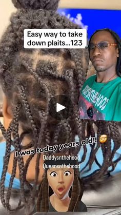 an image of a man with dreadlocks on his head and the caption says, easy way to take down plaits 123 i was today years old