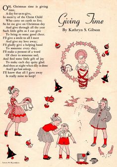 an old children's book with illustrations of girls in dresses and hats, surrounded by birds