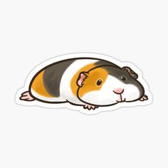 a brown and white hamster sticker sitting on top of it's back